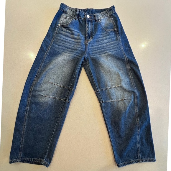 Denim - Barrel Jeans … see pics of approximate measurements before purchasing